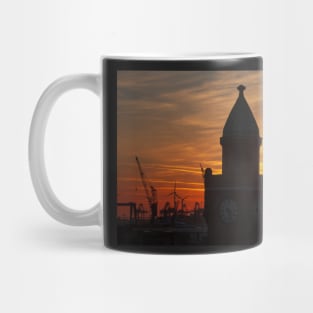 St. Pauli Landungsbrücken, Hamburg, dusk, afterglow Mug